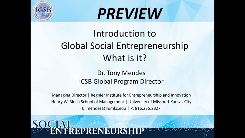 ICSB Global Social Entrepreneurship – Module One Preview